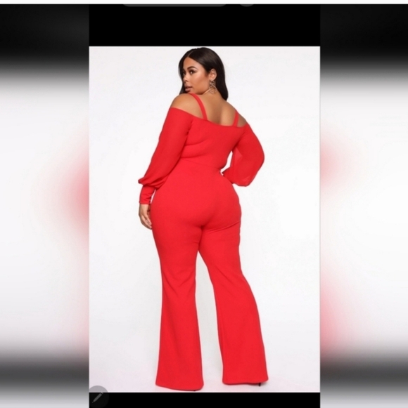 🍁🍂FASHION NOVA 3x Falling For Your Charm Jumpsuit - Red - Picture 3 of 8
